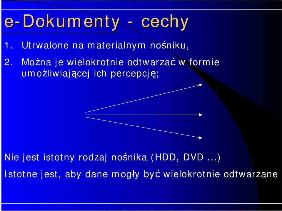 ich percepcję; Nie jest istotny rodzaj nośnika (HDD, DVD.