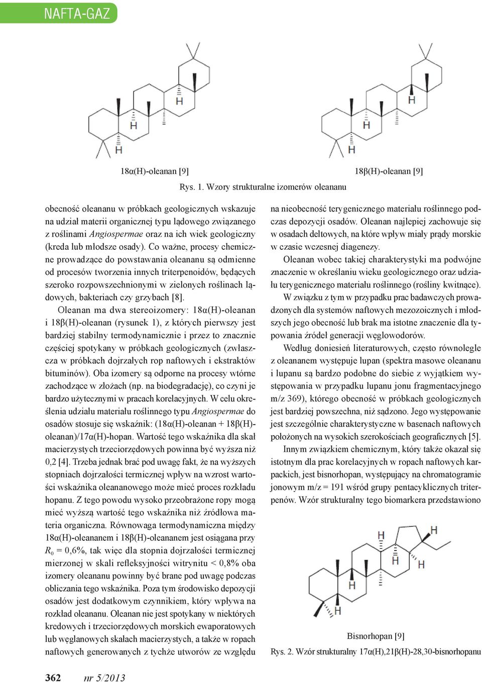 β(H)-oleanan [9] Rys. 1.