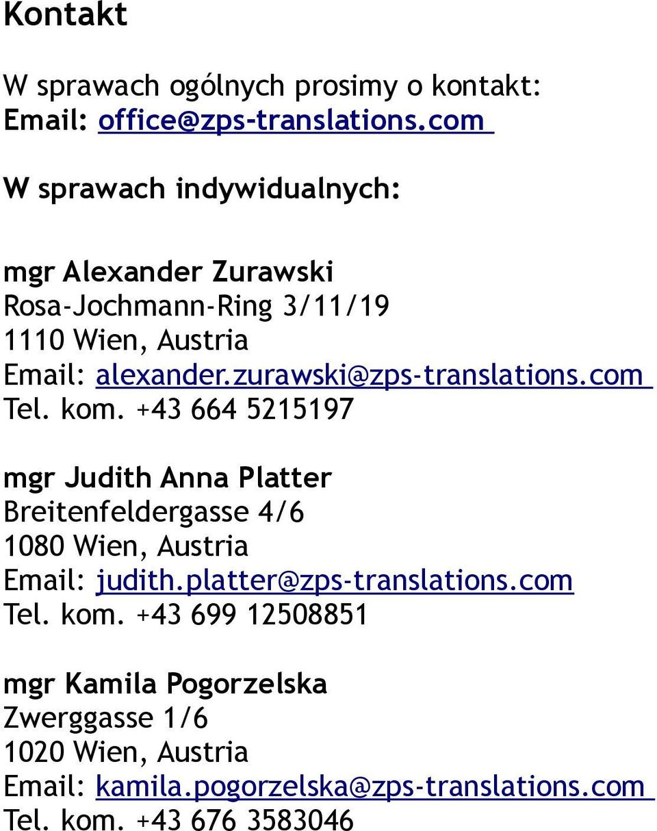 zurawski@zps-translations.com Tel. kom.