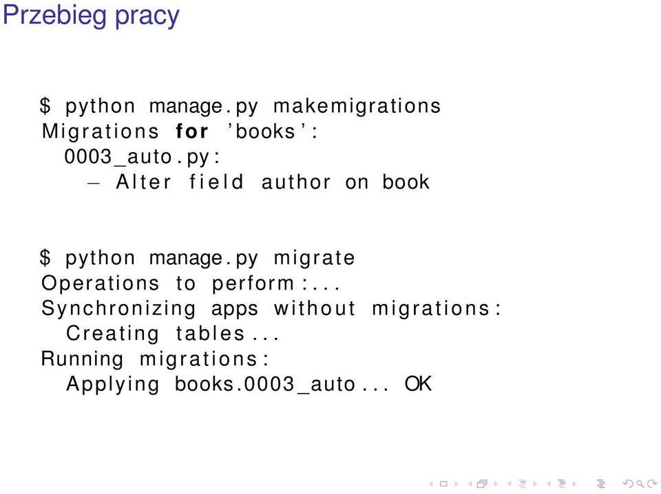 py : A l t e r f i e l d author on book $ python manage.