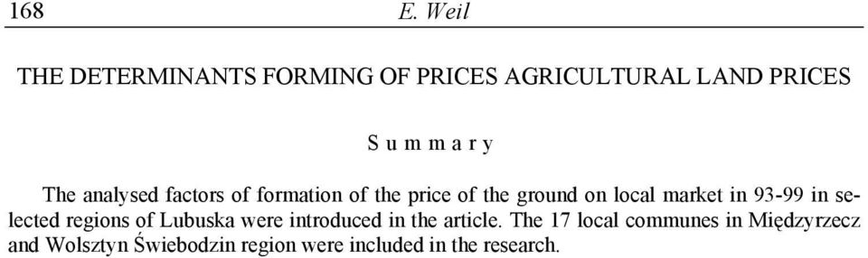 analysed factors of formation of the price of the ground on local market in 9-99