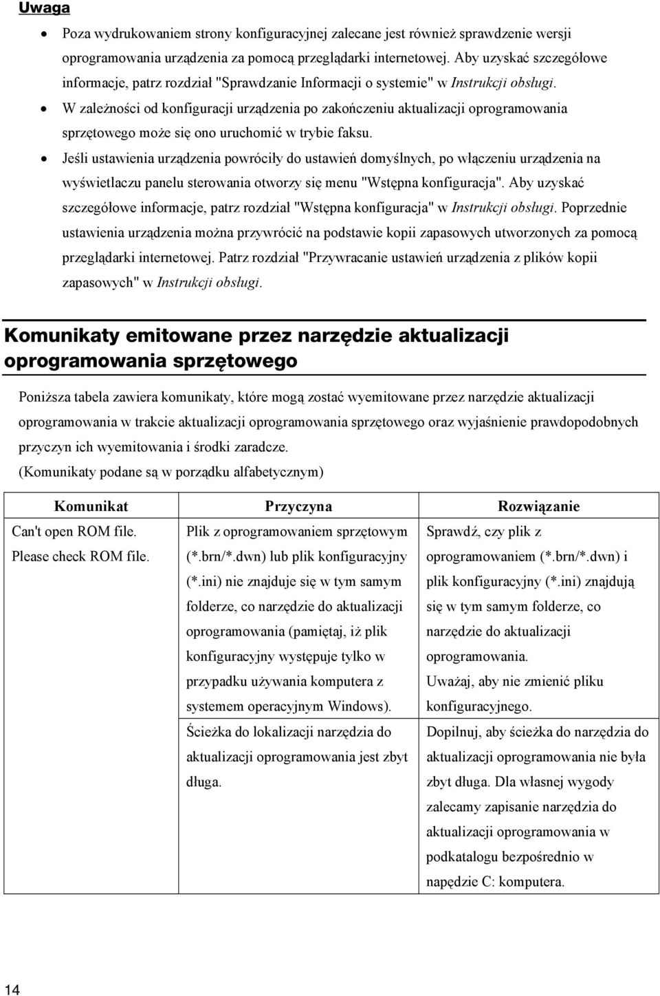 W zależności od konfiguracji urządzenia po zakończeniu aktualizacji oprogramowania sprzętowego może się ono uruchomić w trybie faksu.