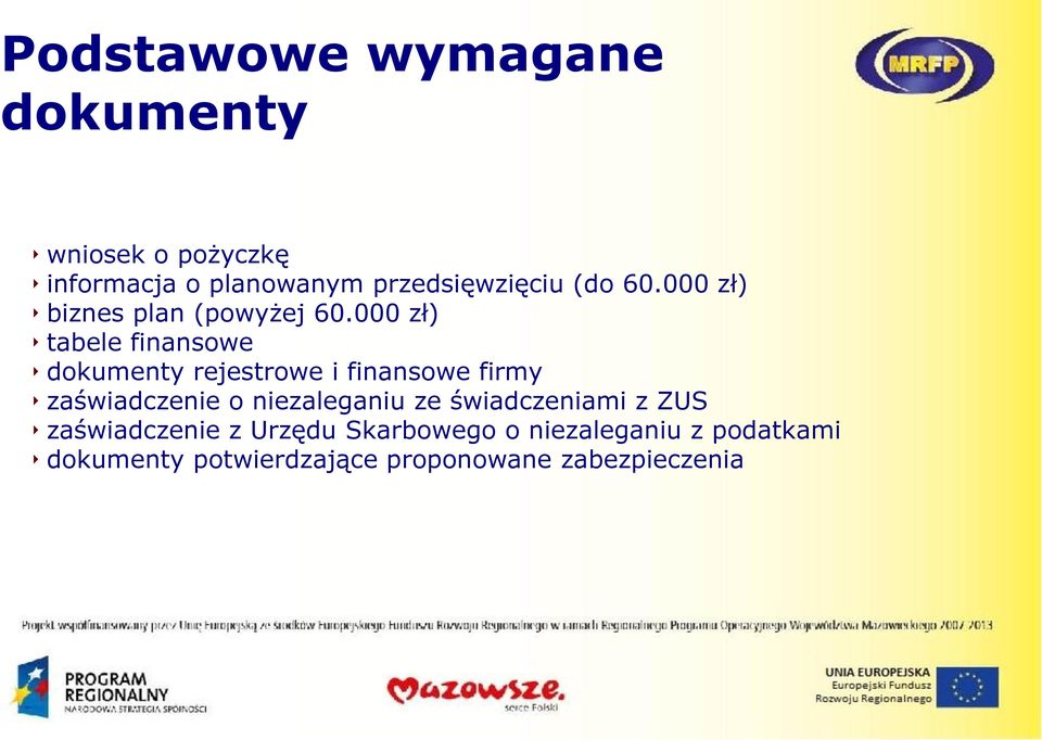 000 zł) tabele finansowe dokumenty rejestrowe i finansowe firmy zaświadczenie o