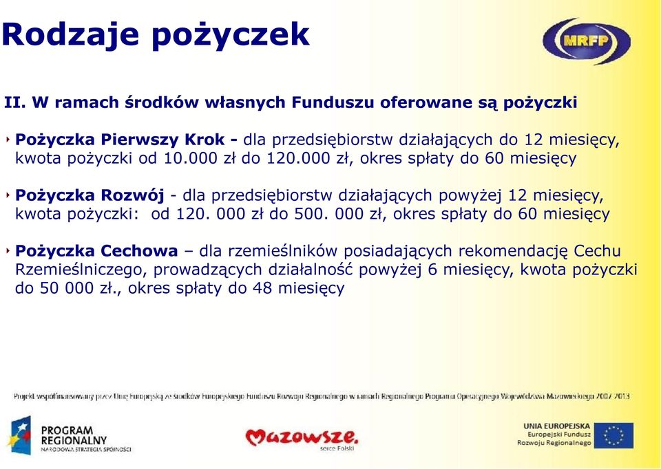 pożyczki od 10.000 zł do 120.