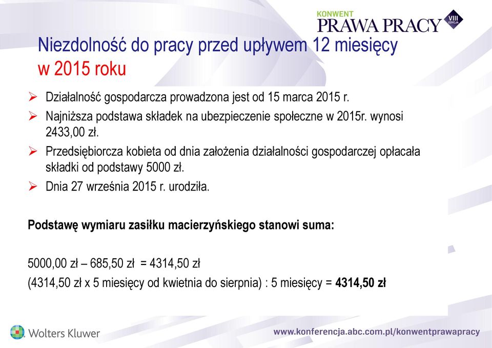 Przedsiębiorcza kobieta od dnia założenia działalności gospodarczej opłacała składki od podstawy 5000 zł.