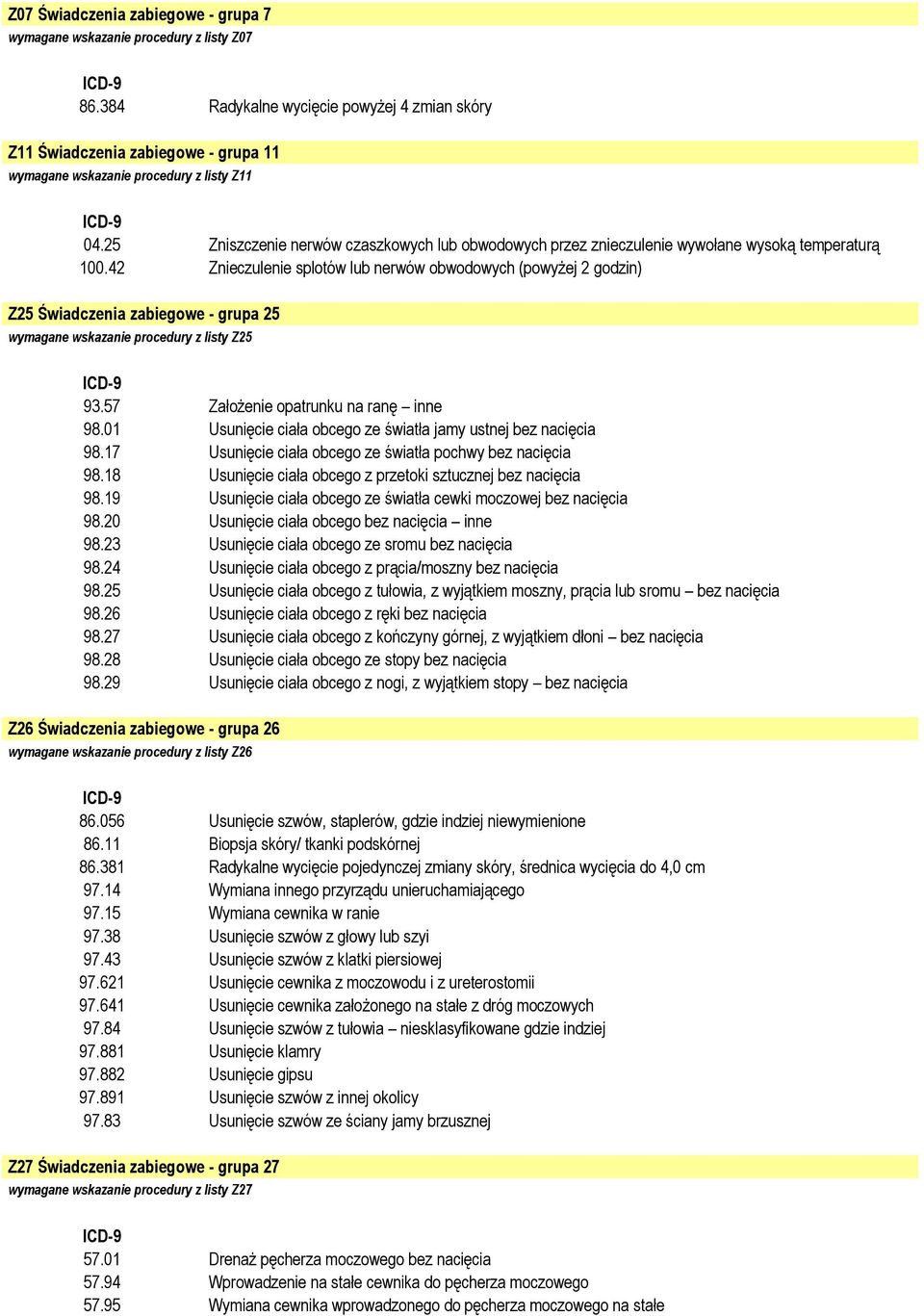 25 Zniszczenie nerwów czaszkowych obwodowych przez znieczulenie wywołane wysoką temperaturą 100.