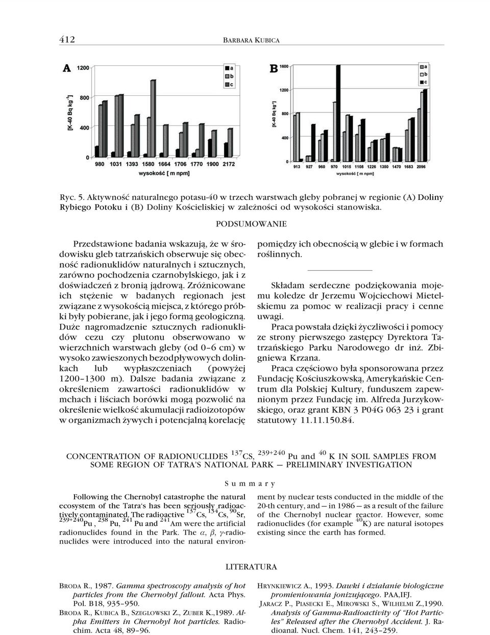 broni¹ j¹drow¹. Zró nicowane ich stê enie w badanych regionach jest zwi¹zane z wysokoœci¹ miejsca, z którego próbki by³y pobierane, jak i jego form¹ geologiczn¹.