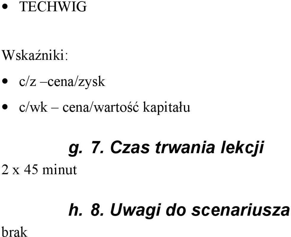 Czas trwania lekcji 2 x 45 minut