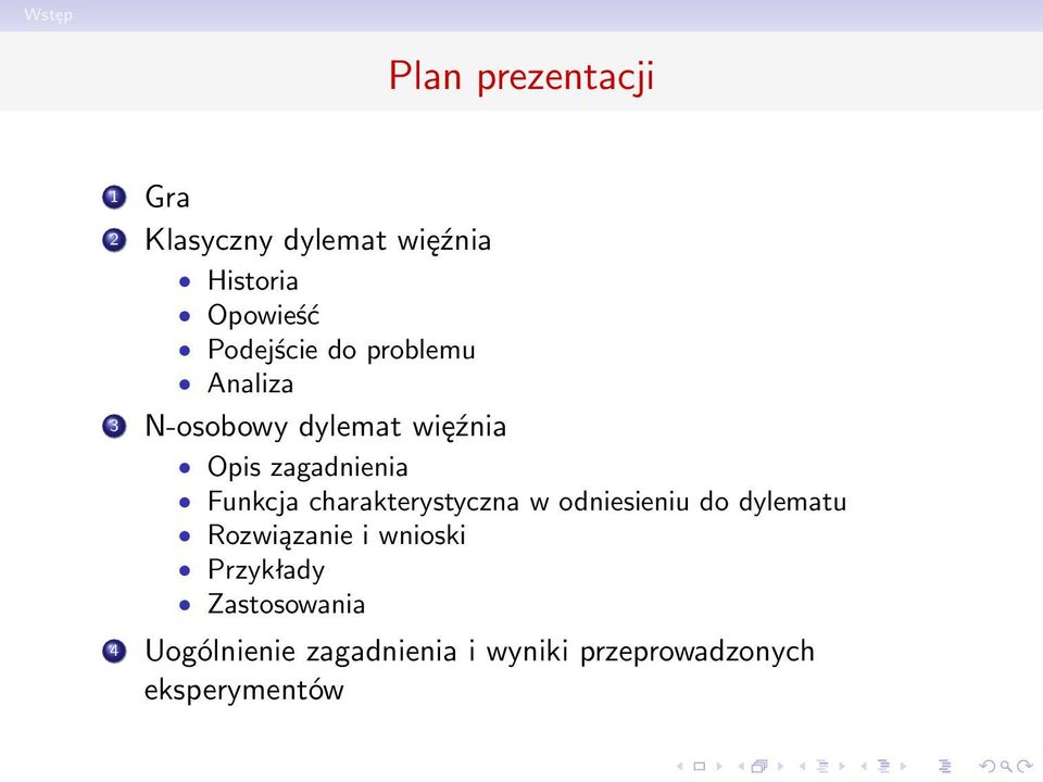 Funkcja charakterystyczna w odniesieniu do dylematu Rozwiązanie i wnioski