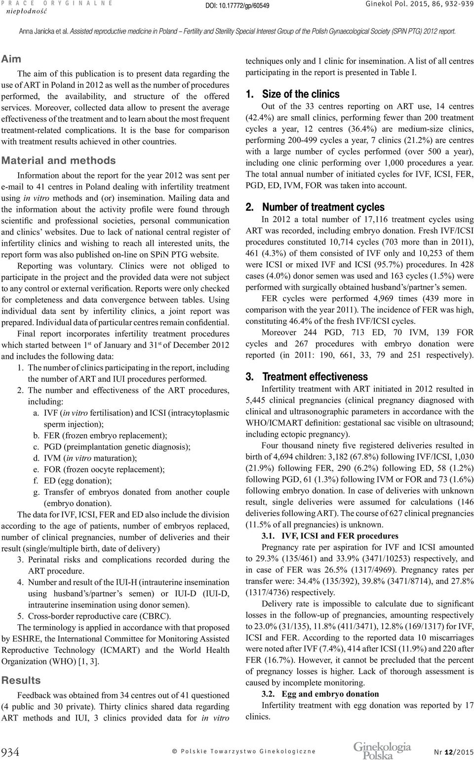 vitro 1. Size of the clinics 2. Number of treatment cycles 3.