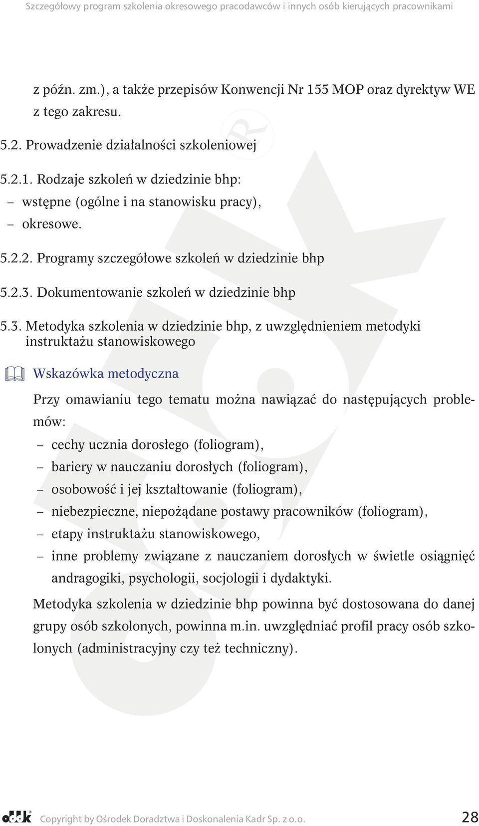 Dokumentowanie szkoleń w dziedzinie bhp 5.3.