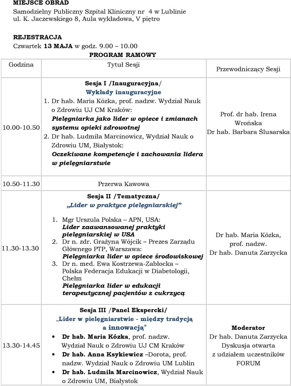 Wydział Nauk o Zdrowiu UJ CM Kraków: Pielęgniarka jako lider w opiece i zmianach systemu opieki zdrowotnej 2. Dr hab.