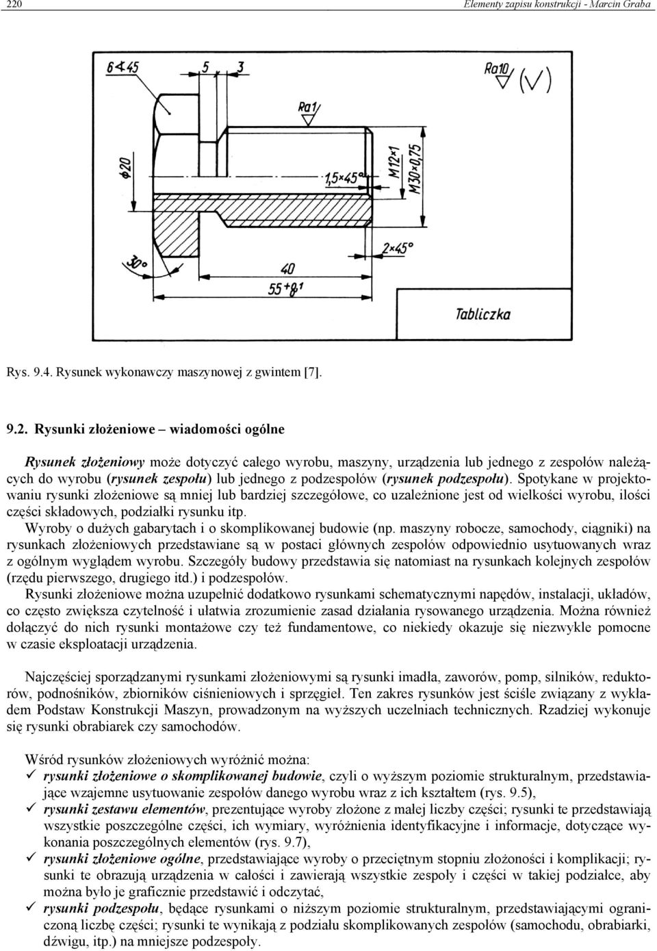 Spotykane w projektowaniu rysunki złożeniowe są mniej lub bardziej szczegółowe, co uzależnione jest od wielkości wyrobu, ilości części składowych, podziałki rysunku itp.