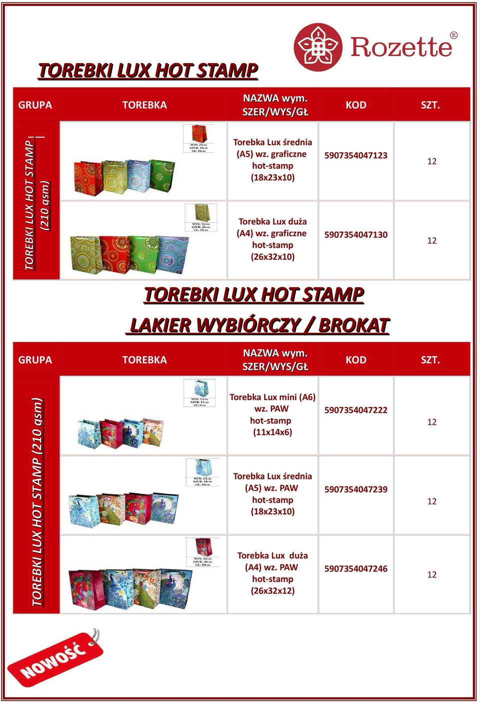 graficzne (26x32x10) 59073540473 5907354047130 TOREBKI LUX HOT STAMP LAKIER WYBIÓRCZY /