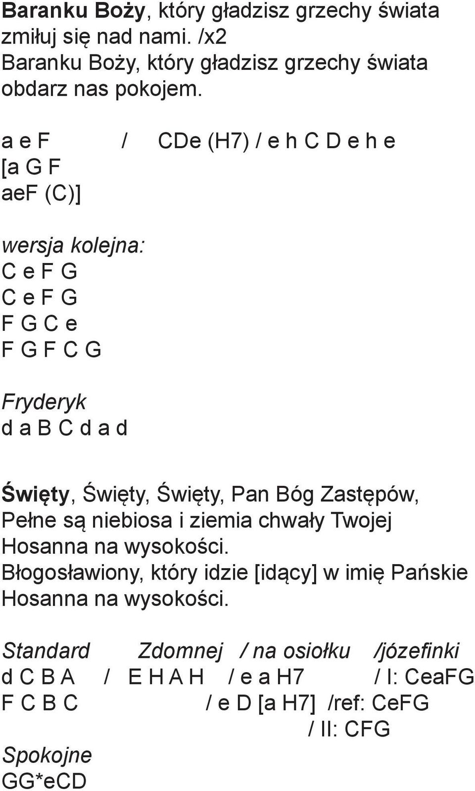 Święty, Pan Bóg Zastępów, Pełne są niebiosa i ziemia chwały Twojej Hosanna na wysokości.