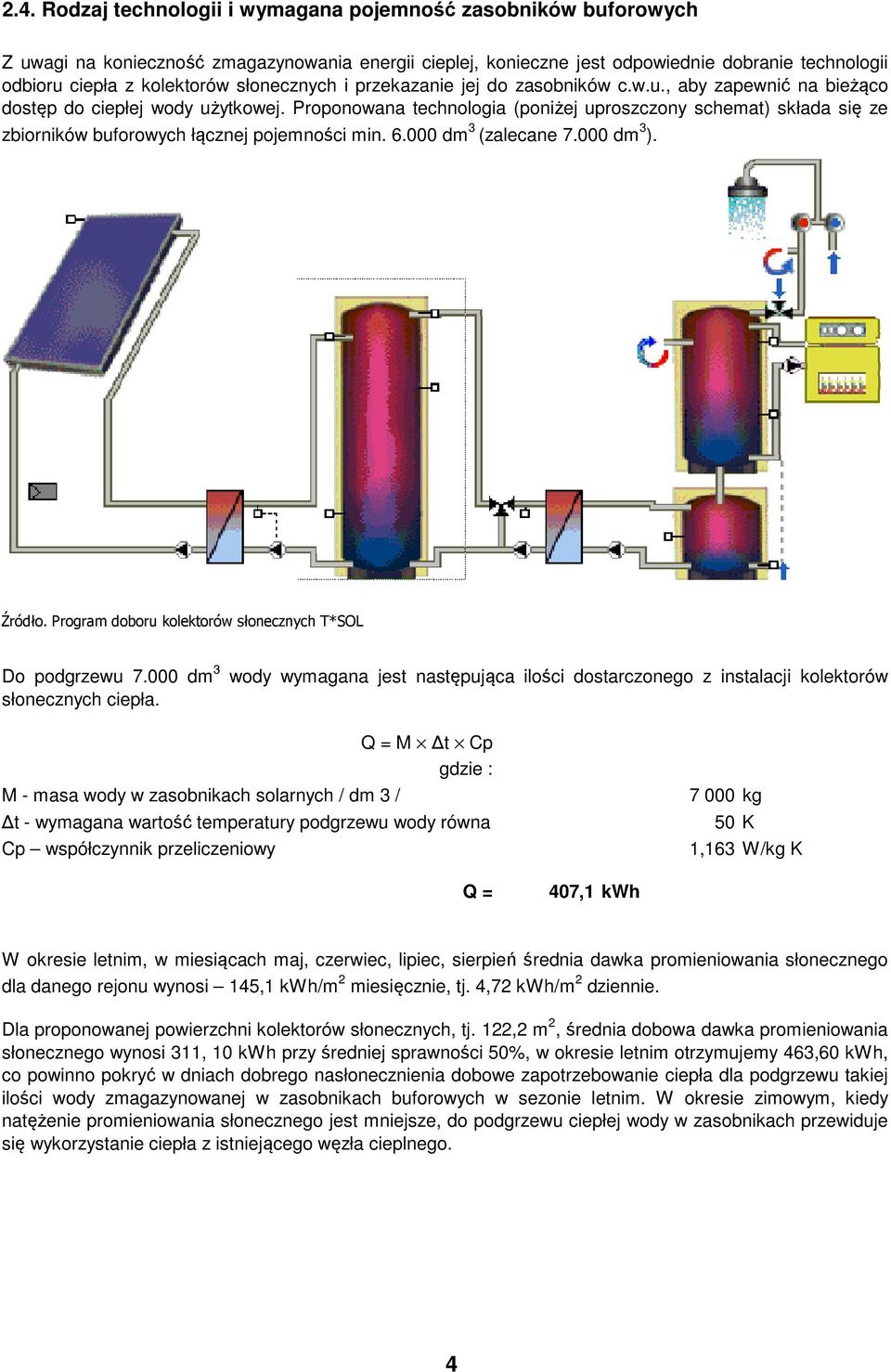 Proponowana technologia (poniżej uproszczony schemat) składa się ze zbiorników buforowych łącznej pojemności min. 6.000 dm 3 (zalecane 7.000 dm 3 ). Źródło.