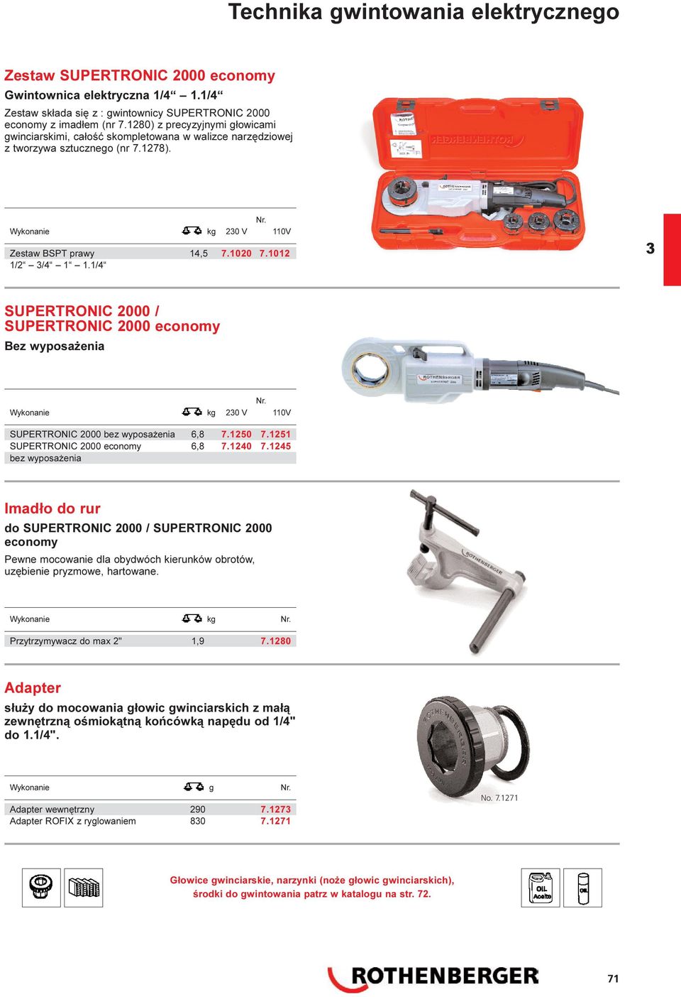 1/4 SUPERTRONIC 2000 / SUPERTRONIC 2000 economy Bez wyposa enia Nr. Wykonanie kg 20 V 110V SUPERTRONIC 2000 bez wyposa enia 6,8 7.1250 7.1251 SUPERTRONIC 2000 economy 6,8 7.1240 7.