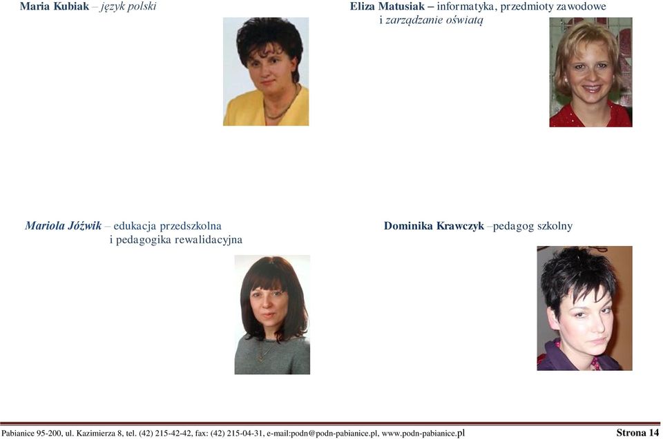 Dominika Krawczyk pedagog szkolny Pabianice 95-200, ul. Kazimierza 8, tel.
