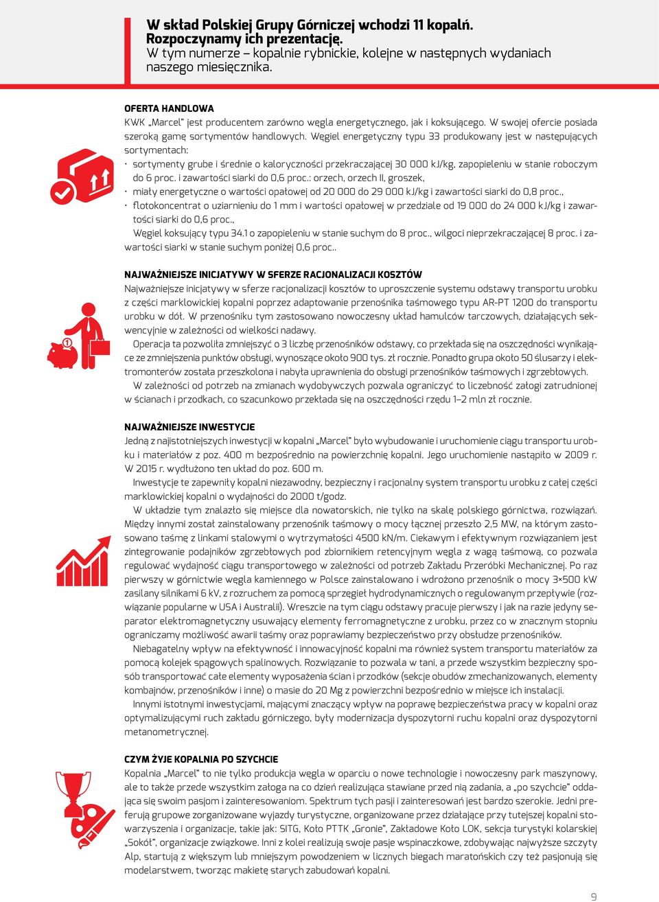 Węgiel energetyczny typu 33 produkowany jest w następujących sortymentach: sortymenty grube i średnie o kaloryczności przekraczającej 30 000 kj/kg, zapopieleniu w stanie roboczym do 6 proc.