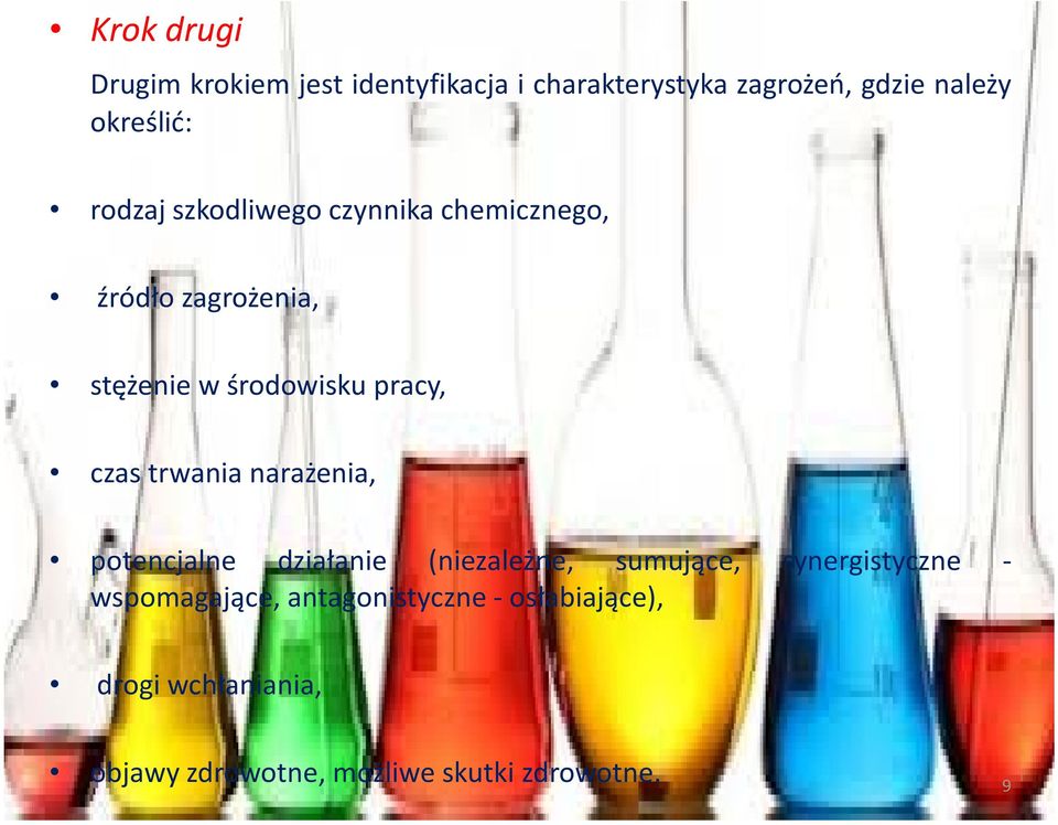 pracy, czas trwania narażenia, potencjalne działanie (niezależne, sumujące, synergistyczne -