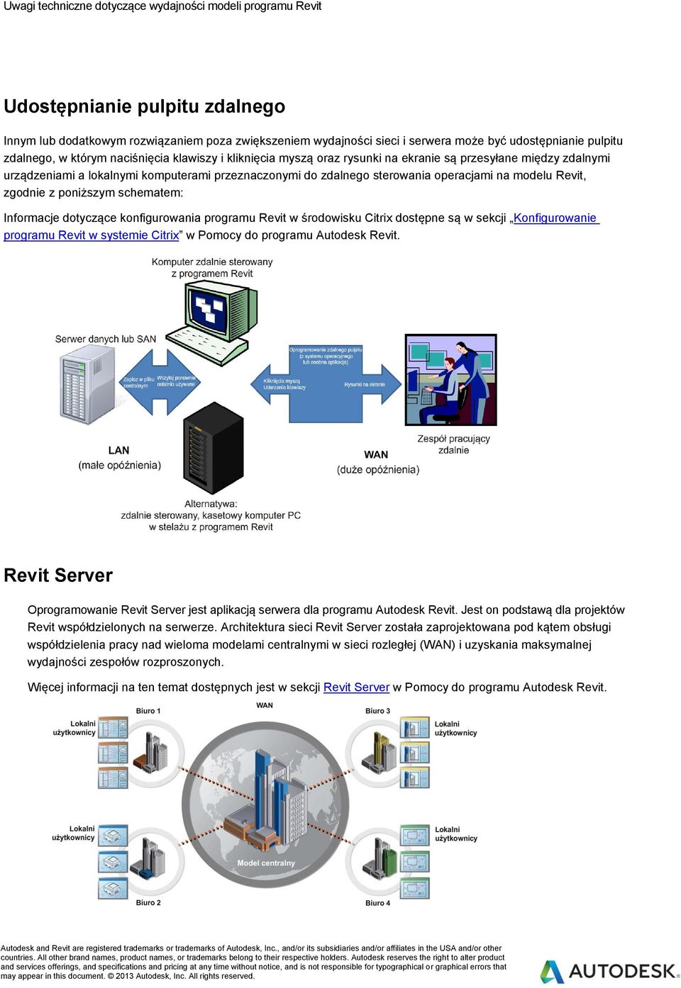 dotyczące konfigurowania programu Revit w środowisku Citrix dostępne są w sekcji Konfigurowanie programu Revit w systemie Citrix w Pomocy do programu Autodesk Revit.