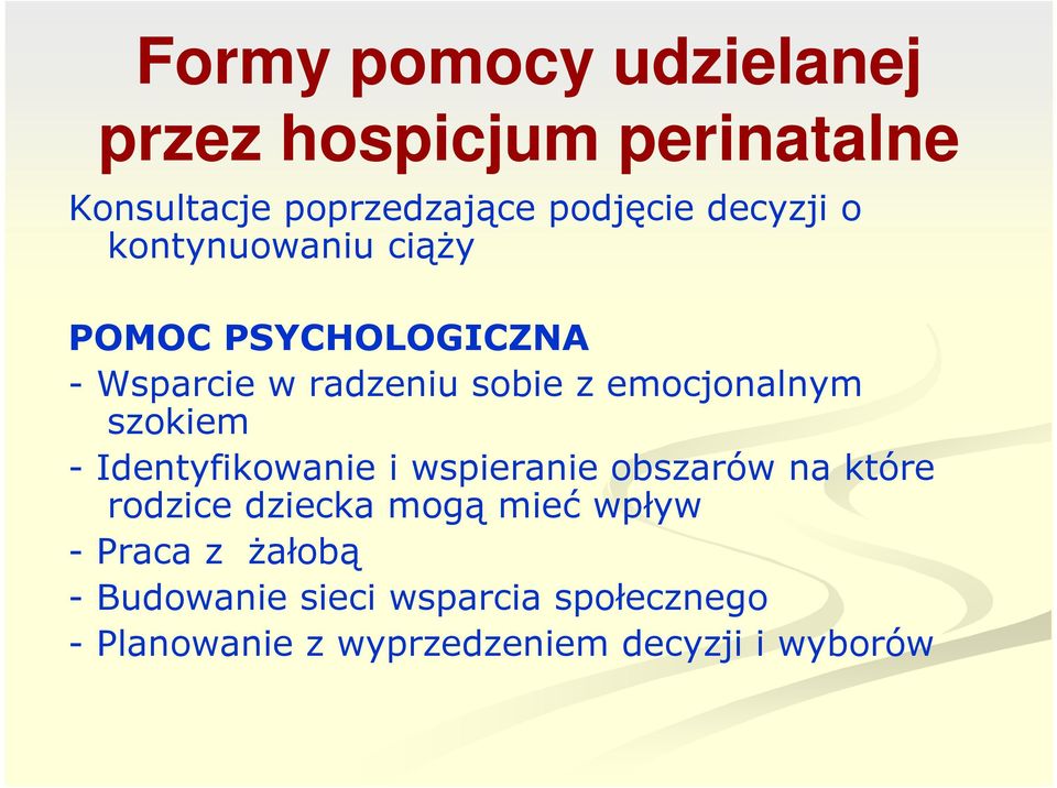 emocjonalnym szokiem - Identyfikowanie i wspieranie obszarów na które rodzice dziecka mogą