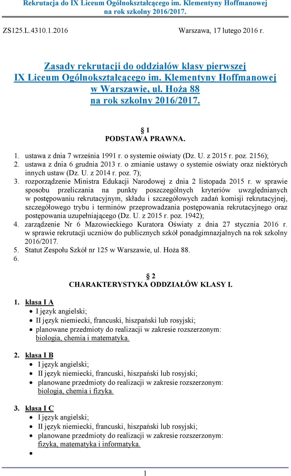 rozporządzenie Ministra Edukacji Narodowej z dnia 2 listopada 2015 r.