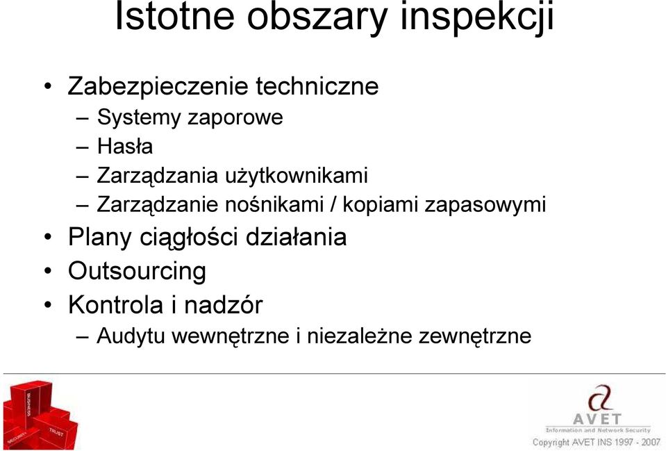 nośnikami / kopiami zapasowymi Plany ciągłości działania