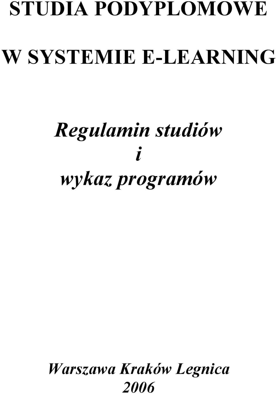Regulamin studiów i wykaz