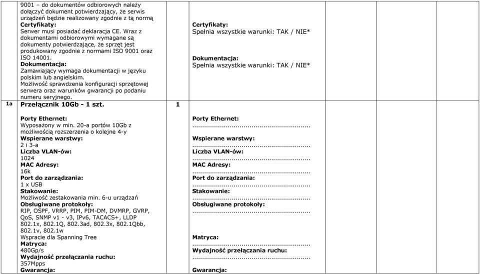 Dokumentacja: Zamawiający wymaga dokumentacji w języku polskim lub angielskim. Możliwość sprawdzenia konfiguracji sprzętowej serwera oraz warunków gwarancji po podaniu numeru seryjnego.