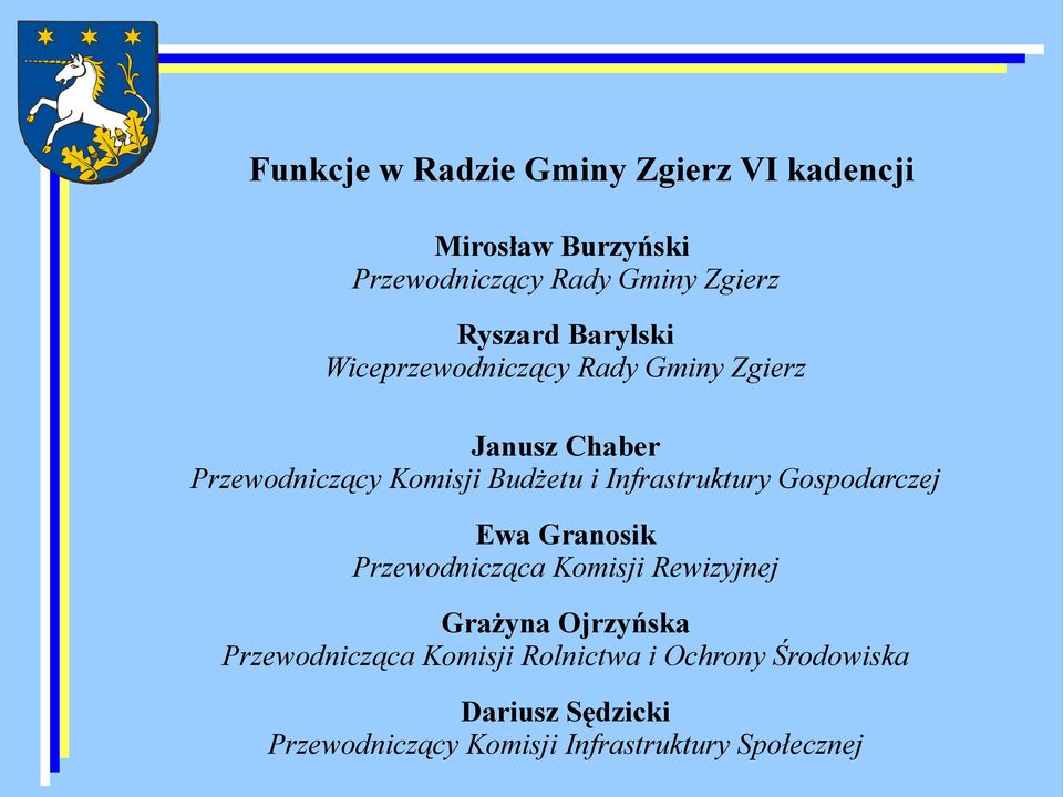 Infrastruktury Gospodarczej Ewa Granosik Przewodnicząca Komisji Rewizyjnej Grażyna Ojrzyńska
