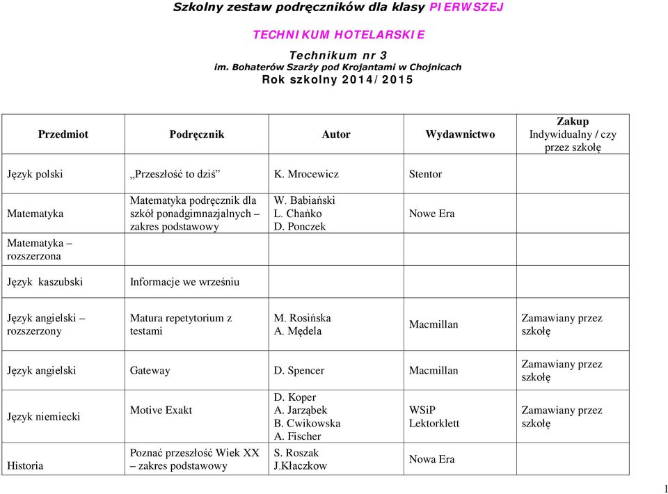 Mrocewicz Stentor Matematyka Matematyka podręcznik dla szkół ponadgimnazjalnych zakres podstawowy W. Babiański L. Chańko D.