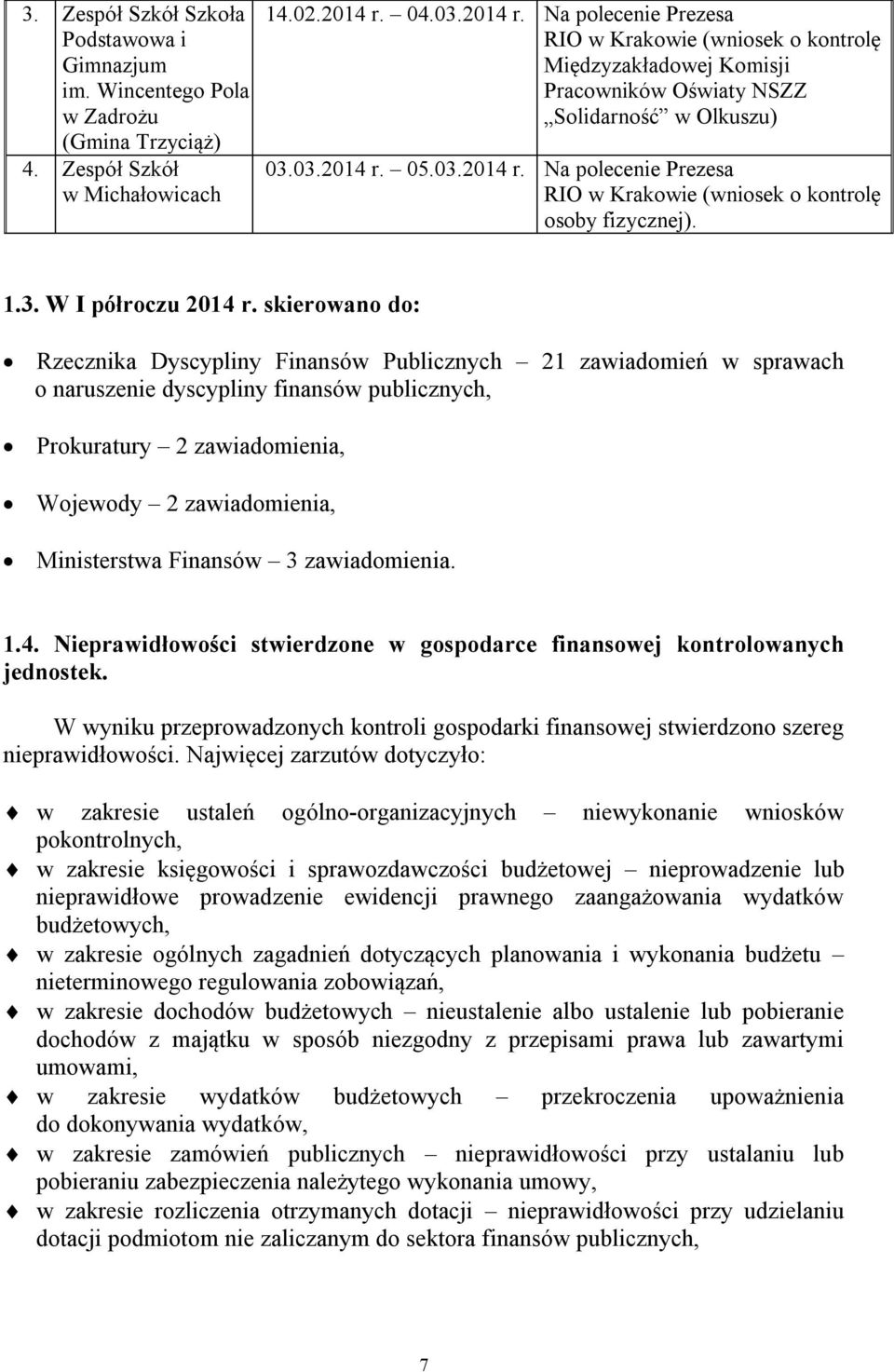 1.3. W I półroczu 2014 r.