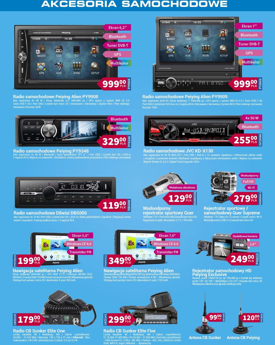 0 Tuner DVB-T SD Port USB Czytnik kart micro SD Sterowanie z kierownicy System RDS Pilot zdalnego sterowania Rozmiar 2DIN Radio samochodowe Peiying PY9348 9 Bluetooth Multikolor 329 00 Moc wyjściowa