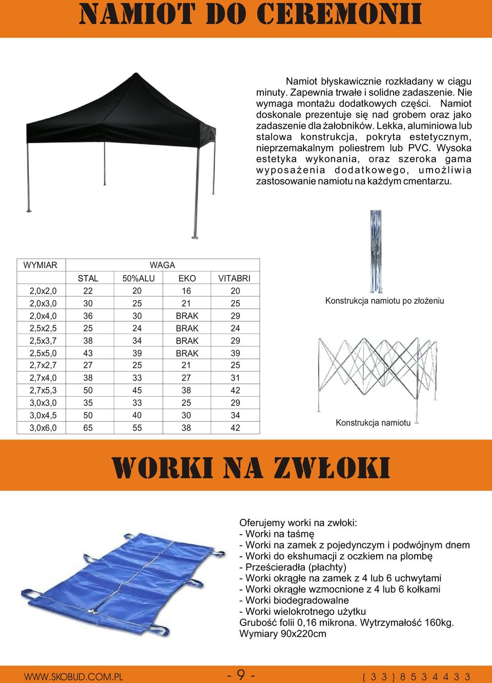 Wysoka estetyka wykonania, oraz szeroka gama wyposa enia dodatkowego, umo liwia zastosowanie namiotu na ka dym cmentarzu.