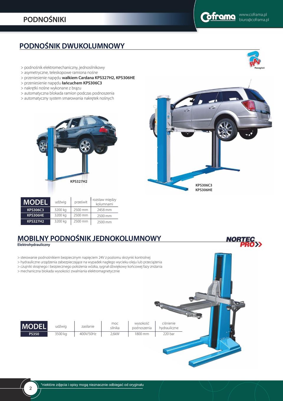 łańcuchem KPS306C3 > nakrętki nośne wykonane z brązu > automatyczna blokada ramion podczas podnoszenia > automatyczny system smarowania nakrętek nośnych KPS327H2 KPS306C3 KPS306HE udźwig prześwit