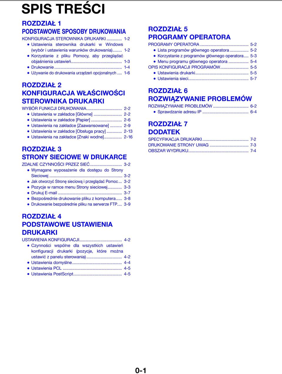 .. 1-6 ROZDZIAŁ 2 KONFIGURACJA WŁAŚCIWOŚCI STEROWNIKA DRUKARKI WYBÓR FUNKCJI DRUKOWANIA... 2-2 Ustawienia w zakładce [Główne]... 2-2 Ustawienia w zakładce [Papier].