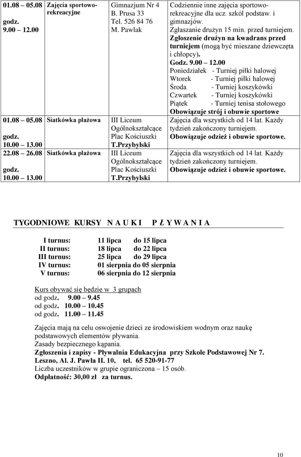 i gimnazjów. Zgłaszanie drużyn 15 min. przed turniejem. Zgłoszenie drużyn na kwadrans przed turniejem (mogą być mieszane dziewczęta i chłopcy). Godz. 9.00 12.