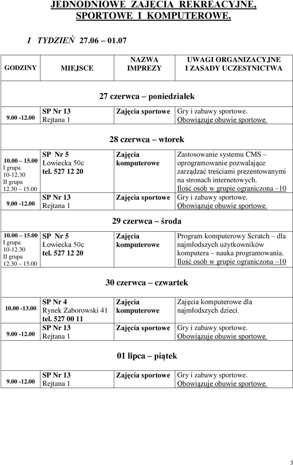 28 czerwca wtorek Zajęcia komputerowe Zastosowanie systemu CMS oprogramowanie pozwalające zarządzać treściami prezentowanymi na stronach internetowych.