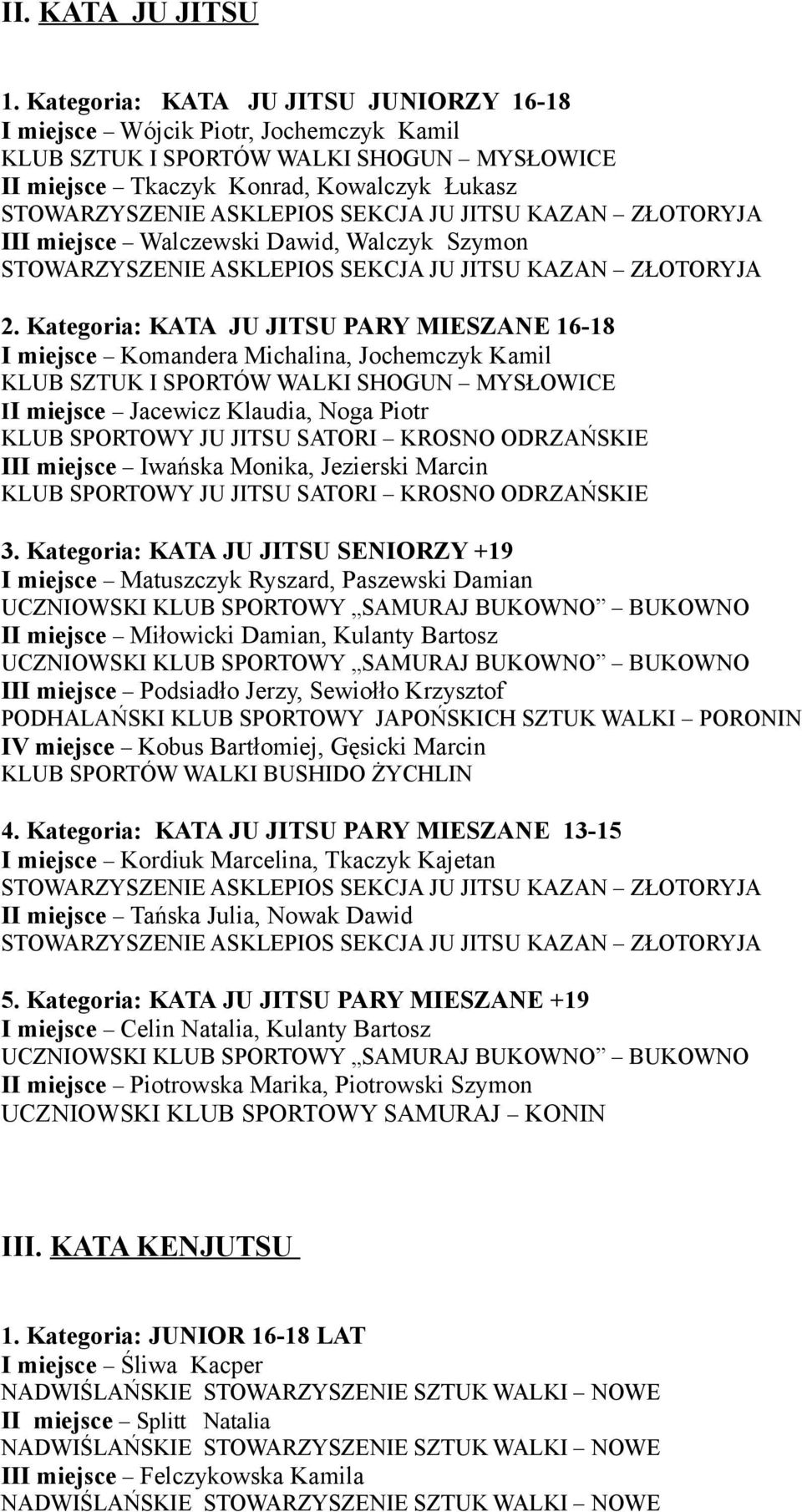 Iwańska Monika, Jezierski Marcin KLUB SPORTOWY JU JITSU SATORI KROSNO ODRZAŃSKIE 3.