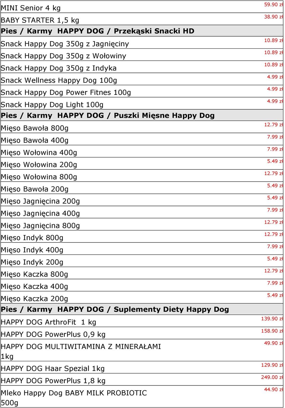 Mięso Wołowina 800g Mięso Bawoła 200g Mięso Jagnięcina 200g Mięso Jagnięcina 400g Mięso Jagnięcina 800g Mięso Indyk 800g Mięso Indyk 400g Mięso Indyk 200g Mięso Kaczka 800g Mięso Kaczka 400g Mięso