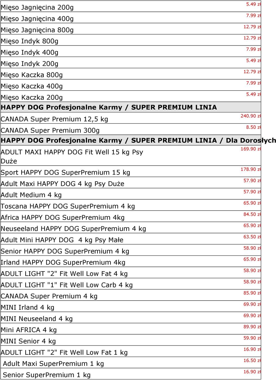 50 zł HAPPY DOG Profesjonalne Karmy / SUPER PREMIUM LINIA / Dla Dorosłych ADULT MAXI HAPPY DOG Fit Well 15 kg Psy Duże Sport HAPPY DOG SuperPremium 15 kg Adult Maxi HAPPY DOG 4 kg Psy Duże Adult