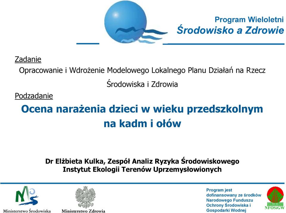 Elżbieta Kulka, Zespół Analiz Ryzyka Środowiskowego Instytut Ekologii Terenów Uprzemysłowionych