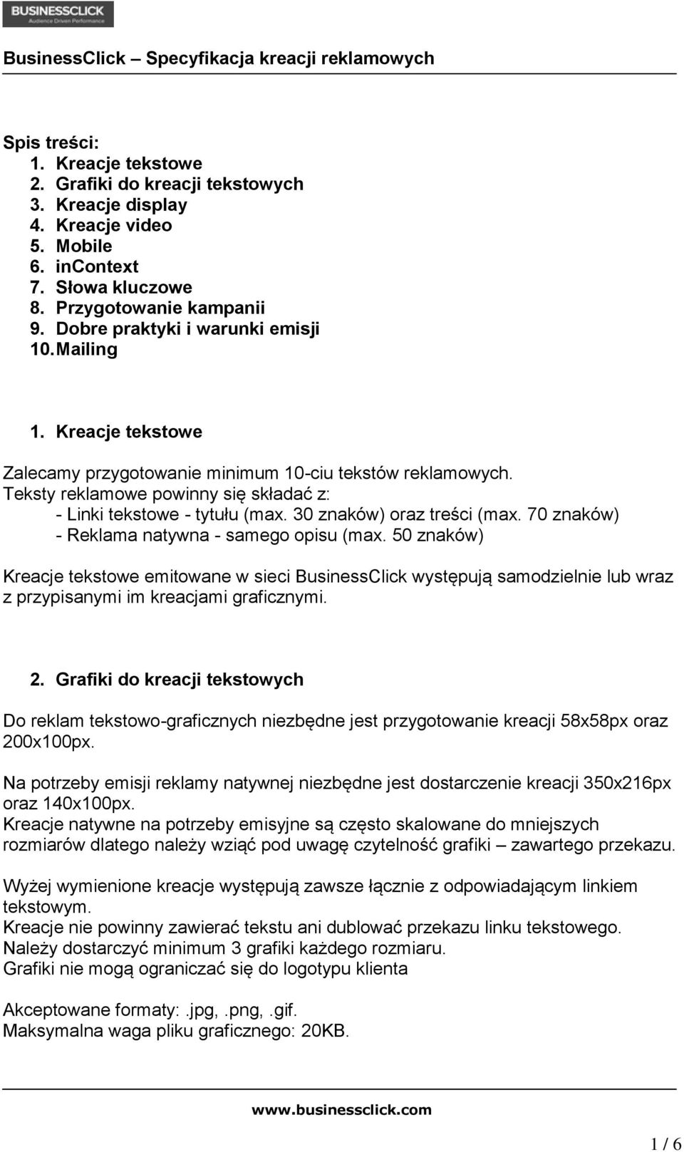 30 znaków) oraz treści (max. 70 znaków) - Reklama natywna - samego opisu (max.