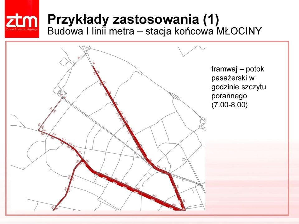 MŁOCINY tramwaj potok pasażerski