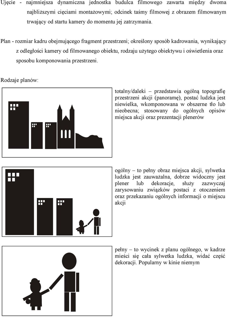 Plan - rozmiar kadru obejmującego fragment przestrzeni; określony sposób kadrowania, wynikający z odległości kamery od filmowanego obiektu, rodzaju użytego obiektywu i oświetlenia oraz sposobu