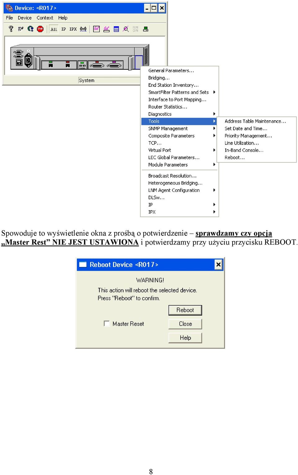 opcja Master Rest NIE JEST USTAWIONA i