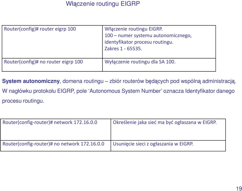 System autonomiczny, domena routingu zbiór routerów będących pod wspólną administracją.