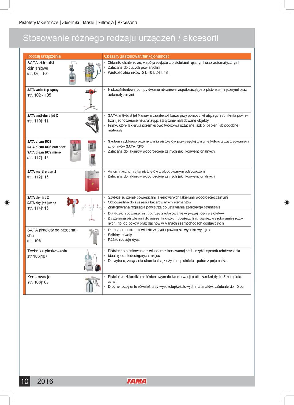 SATA vario top spray str. 102-105 Niskociśnieniowe pompy dwumembranowe współpracujące z pistoletami ręcznymi oraz automatycznymi SATA anti-dust jet X str.