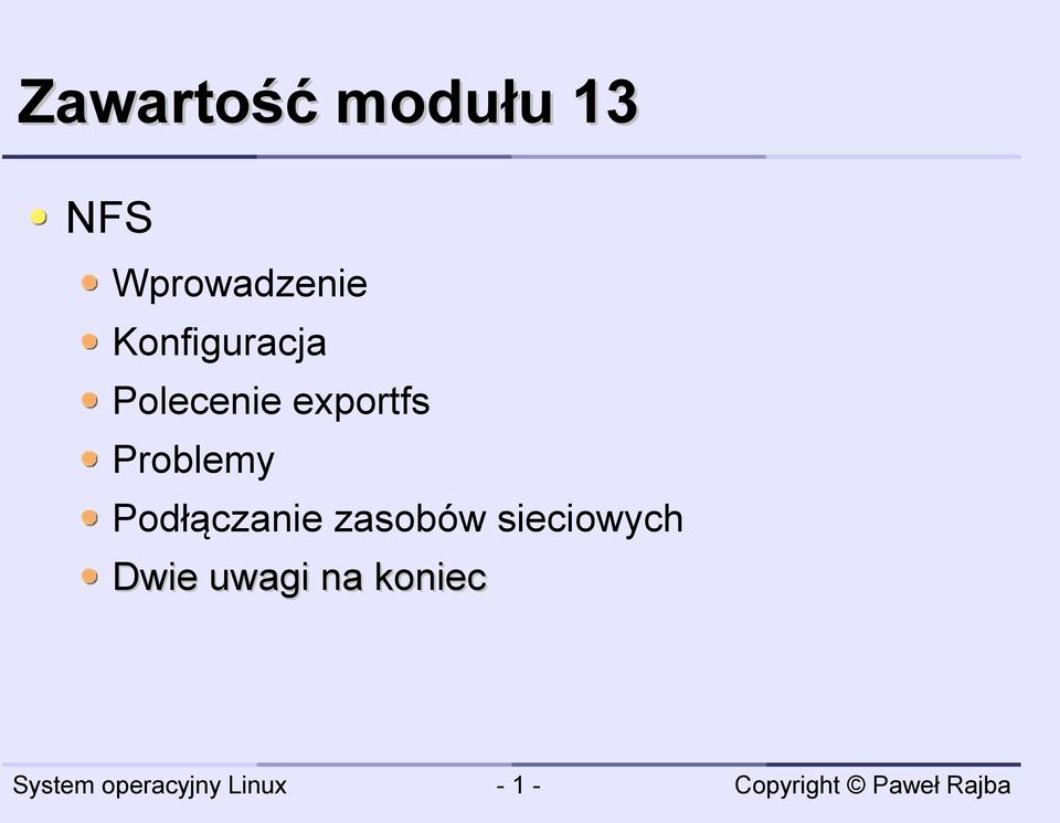 Polecenie exportfs Problemy
